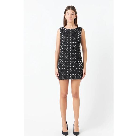 Anthropologie Endless Rose Premium Floral Embellishment Tweed Mini Dress… - Picture 1 of 13